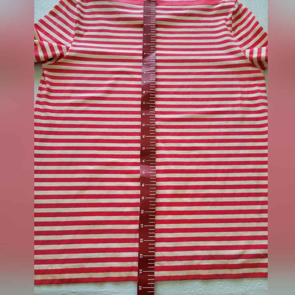 Kate Spade  pink corral Stripe 3/4 Sleeve Boatneck Blouse Women’s Size XL - Picture 3 of 10